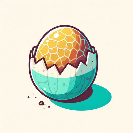 Vector illustration of Easter egg with eggshell. Vector illustration of Easter egg.のイラスト素材