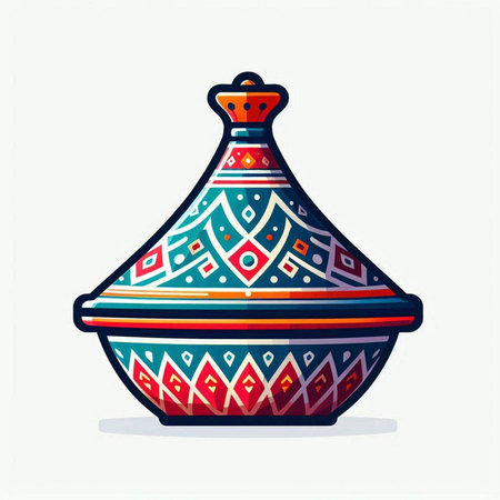 Colorful ethnic vase isolated on white background. Vector illustration.のイラスト素材