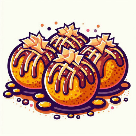 Vector illustration of christmas tangerines with caramel glaze.のイラスト素材