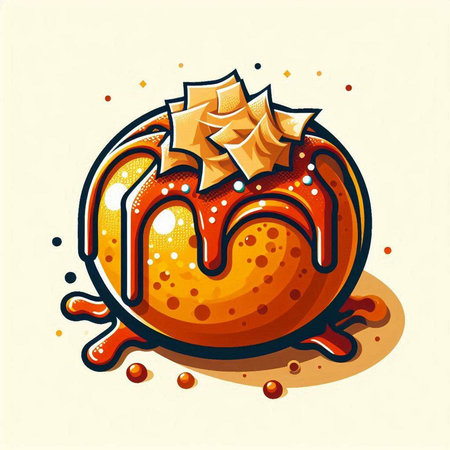Illustration of an orange cake with glaze. Vector illustration.のイラスト素材