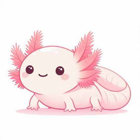 Cute cartoon pink cat isolated on white background. Vector illustration.のイラスト素材