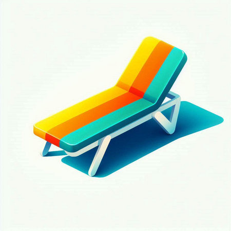 Beach chair on white background. Isometric view. Vector illustration.のイラスト素材