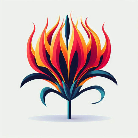 Flower design. Vector illustration of a flower with a fire inside.のイラスト素材