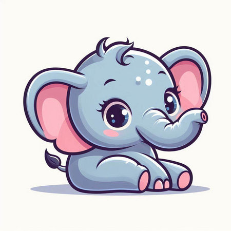 Cute cartoon elephant. Vector illustration isolated on a white background.のイラスト素材