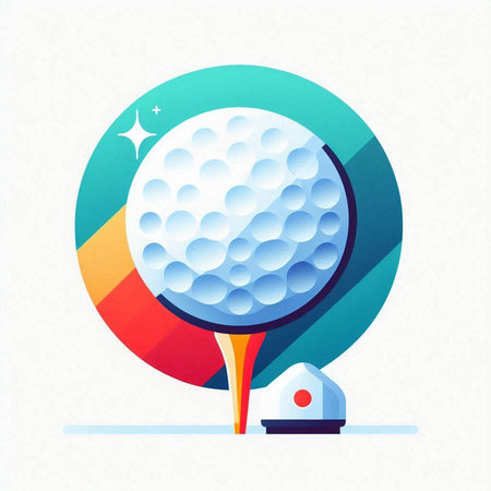 Golf ball on a tee. Vector illustration in flat style.のイラスト素材