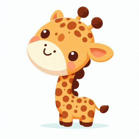 Cute cartoon giraffe. Vector illustration isolated on white background.のイラスト素材