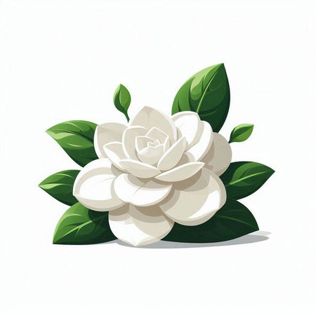 White jasmine flower isolated on white background. Vector illustration.のイラスト素材