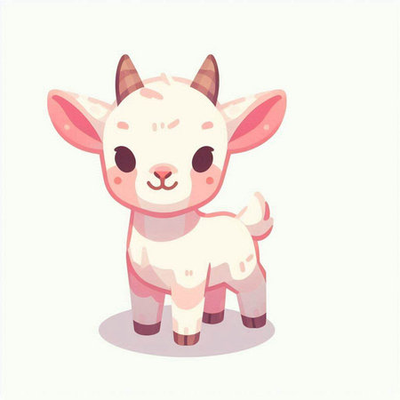 Cute cartoon baby goat. Vector illustration of a cute baby goat.のイラスト素材