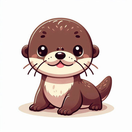 Cute cartoon otter. Vector illustration isolated on white background.のイラスト素材