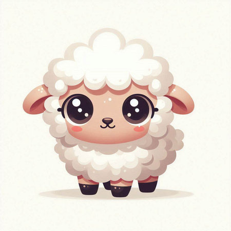 Cute cartoon sheep. Vector illustration isolated on a white background.のイラスト素材