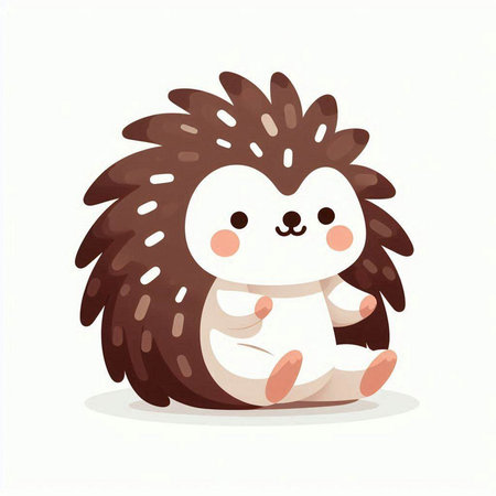 Cute cartoon hedgehog. Vector illustration isolated on white background.のイラスト素材