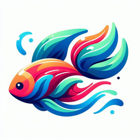 Vector illustration of a goldfish in the form of a wave.のイラスト素材