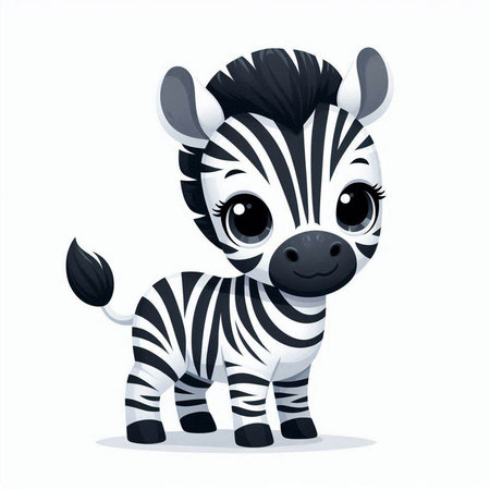 Cute cartoon zebra. Vector illustration isolated on white background.のイラスト素材