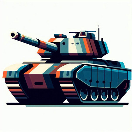 Vector illustration of a tank on a white background. Design element for poster, card, banner.のイラスト素材
