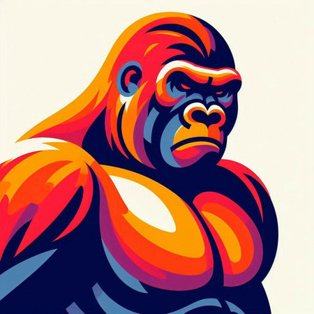 Gorilla in pop art style. Colorful vector illustration.のイラスト素材