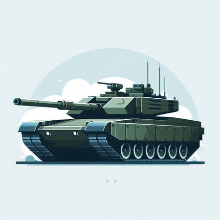 Vector illustration of a battle tank in retro style. Military equipment.のイラスト素材