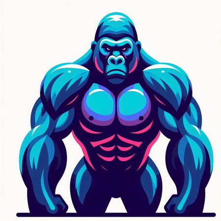 Vector illustration of strong gorilla. Isolated on a white background.のイラスト素材