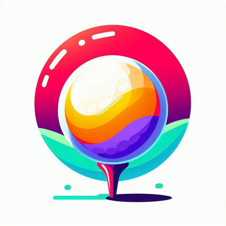 Golf ball on the tee. Vector illustration isolated on white background.のイラスト素材