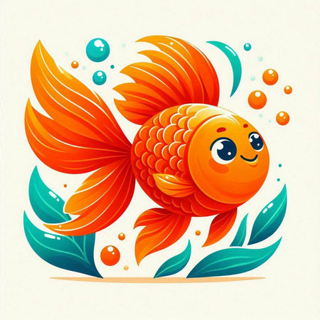Cute cartoon goldfish with bubbles. Vector illustration for your designのイラスト素材