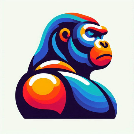 Vector illustration of a gorilla in a pop art style on a white backgroundのイラスト素材