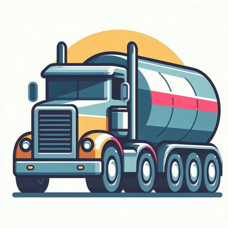 Vector illustration of a semi-trailer truck with a tank.のイラスト素材