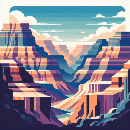 abstract background with mountains and clouds in retro style, vector illustrationのイラスト素材