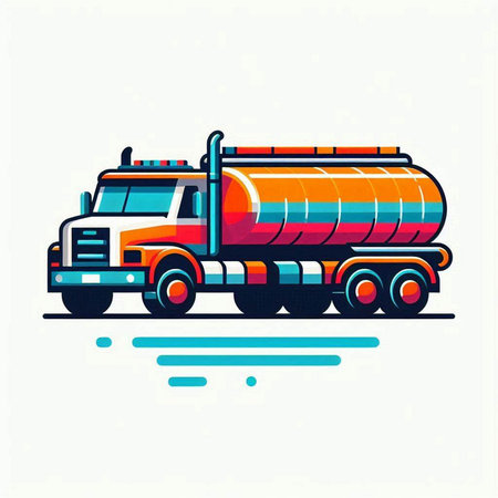 Vector illustration of a tanker truck on white background. Colorful flat design.のイラスト素材