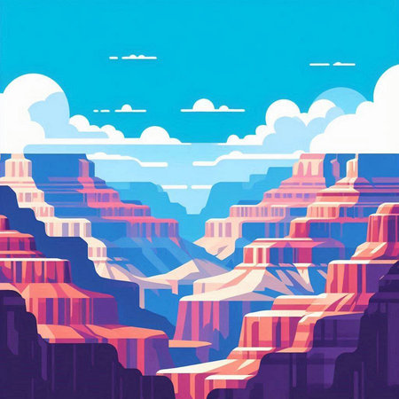 Landscape of Grand Canyon, Arizona, USA. Vector illustration.のイラスト素材