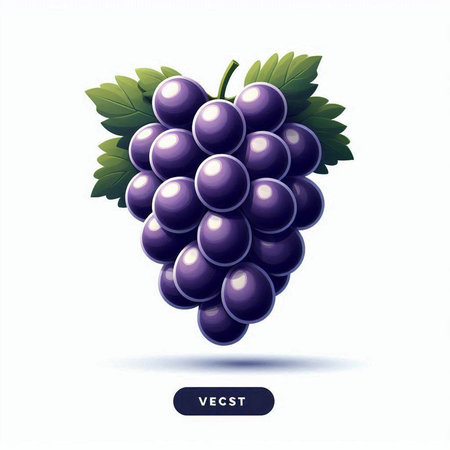 Grapes with leaves on a white background. Vector illustration.のイラスト素材
