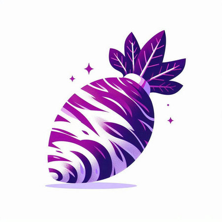 Pineapple with purple leaves on white background. Vector illustration.のイラスト素材