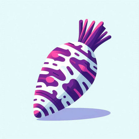Illustration of a purple radish with a pattern on a blue backgroundのイラスト素材