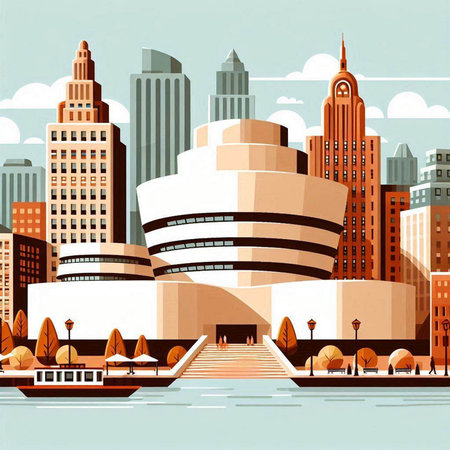 New York City skyscrapers. USA. Vector illustration in retro styleのイラスト素材