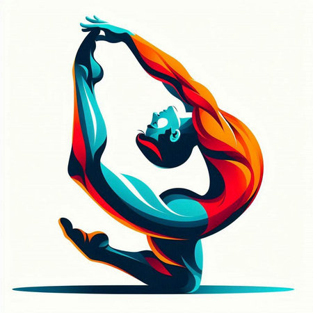 Silhouette of a man doing gymnastics. Vector illustration.のイラスト素材