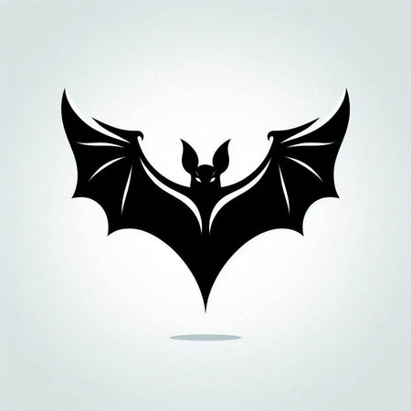 Bat vector icon. Black silhouette of a flying bat on a light background.のイラスト素材