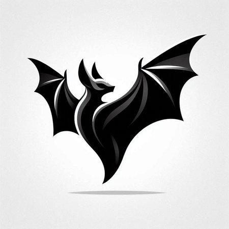 Bat icon. Black silhouette of a flying bat on a white backgroundのイラスト素材