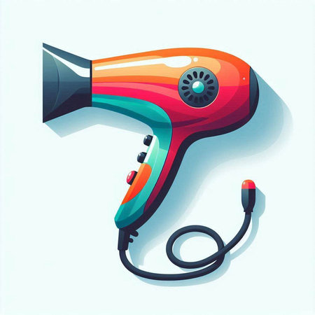 Hair dryer isolated on white background. Vector illustration in cartoon style.のイラスト素材