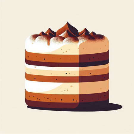 Cake with chocolate cream. Vector illustration in a flat style.のイラスト素材