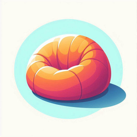 Illustration of a red bean bag on a blue background. Vector illustrationのイラスト素材
