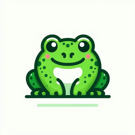 Frog icon. Cute cartoon green frog. Vector illustration.のイラスト素材