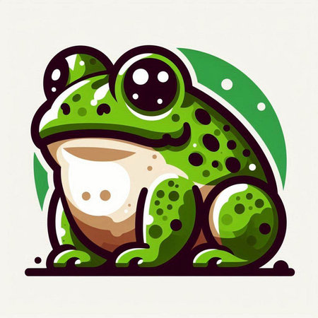 Cute cartoon frog isolated on a white background. Vector illustration.のイラスト素材