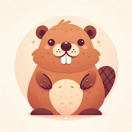Cute cartoon beaver. Vector illustration of a beaver.のイラスト素材