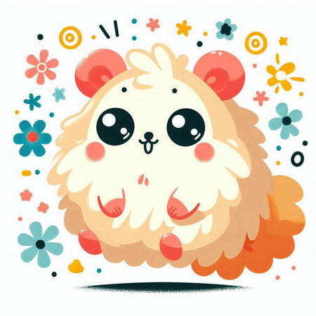 Cute sheep with flowers on a white background. Vector illustration.のイラスト素材