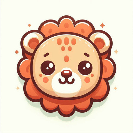 Cute lion head vector illustration. Cute cartoon animal character.のイラスト素材