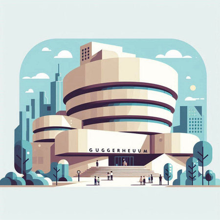 Vector illustration of modern building in the style of flat design on the background of the cityのイラスト素材