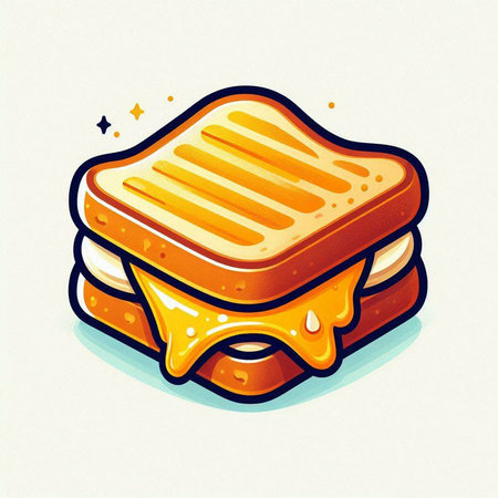 Sandwich with cheese and ham on a white background. Vector illustration.のイラスト素材