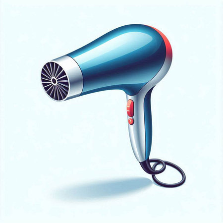 Hair dryer on a blue background. Vector illustration for your designのイラスト素材
