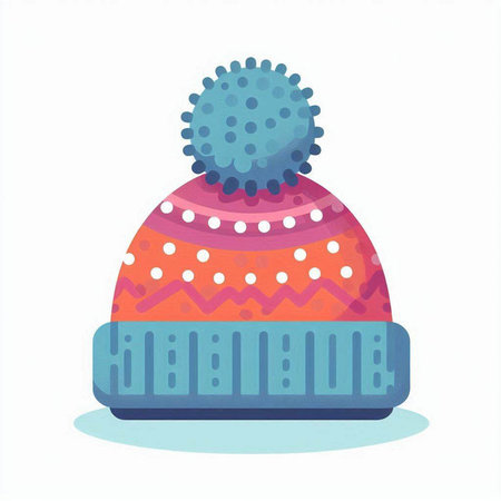 Knitted hat with pompon. Vector illustration in cartoon style.のイラスト素材