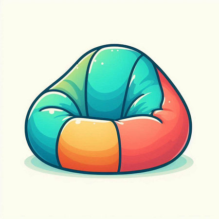 Illustration of a blue and orange beanbag on a white backgroundのイラスト素材