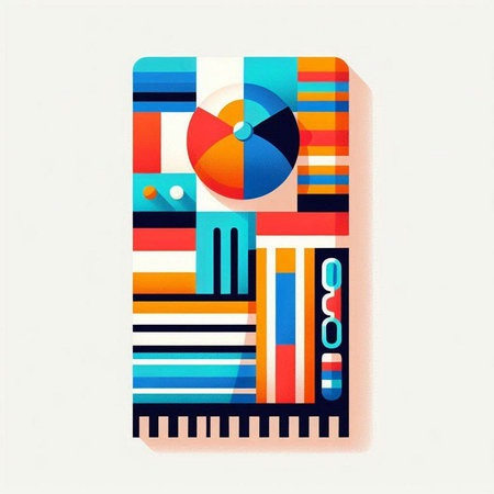 Colorful abstract geometric pattern on the phone screen. Vector illustration.のイラスト素材