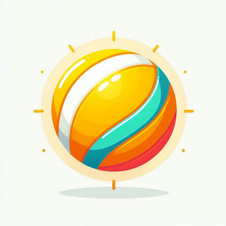 Colorful Beach Ball Icon Isolated on White Background. Vector Illustrationのイラスト素材